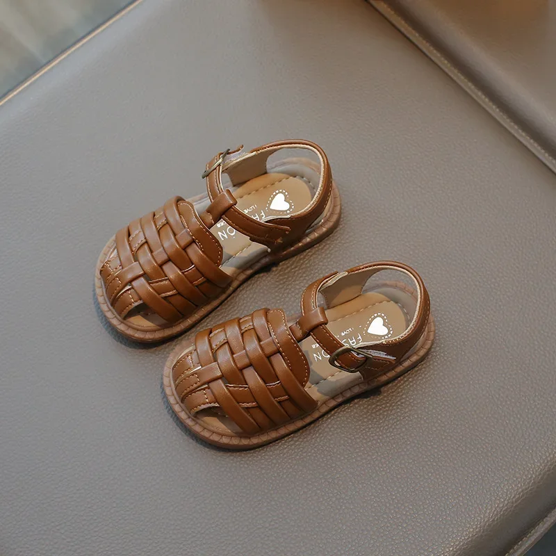 Kindersandalen 2025, zomersandalen voor jongensmode, kinderen, uitsparingen, strandschoenen, gevlochten stijl, casual platte wandelsandalen
