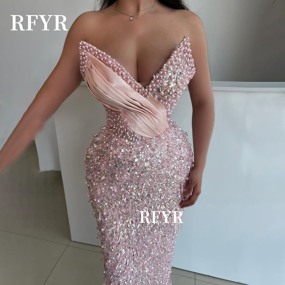 RFYR Meerjungfrau Abendkleid Perlen Party Kleid Perlen Prom Kleid Schatz Vestidos De Noche Formelle Anlässe Kleid Angepasst