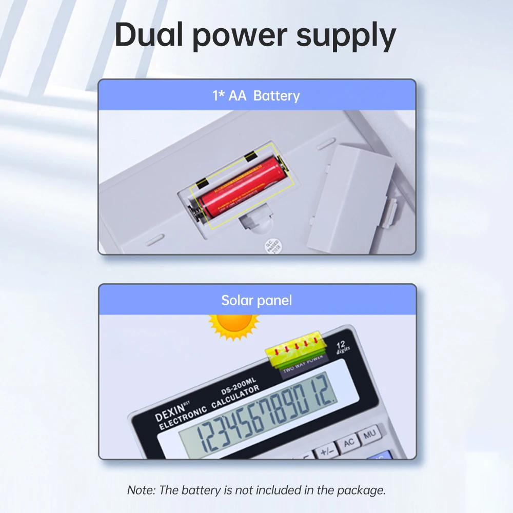 Desk Calculator 12 Digit LCD Display Solar Battery Powered  Big Button Giant Accounting Calculator w/ Anti-slip Bottom for Home