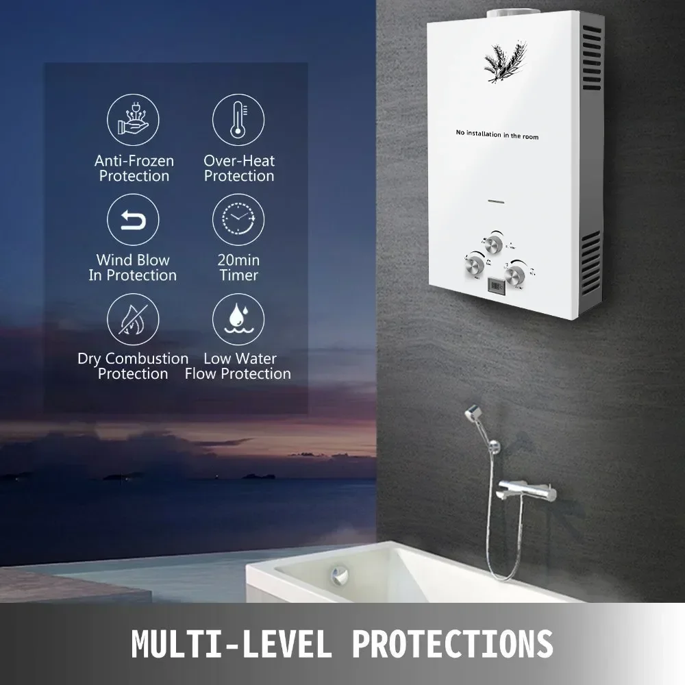 VEVOR 液化石油ガス給湯器 6L 8L 10L 12L 16L 18L 液化石油ガスプロパンブタン白湯沸かし器