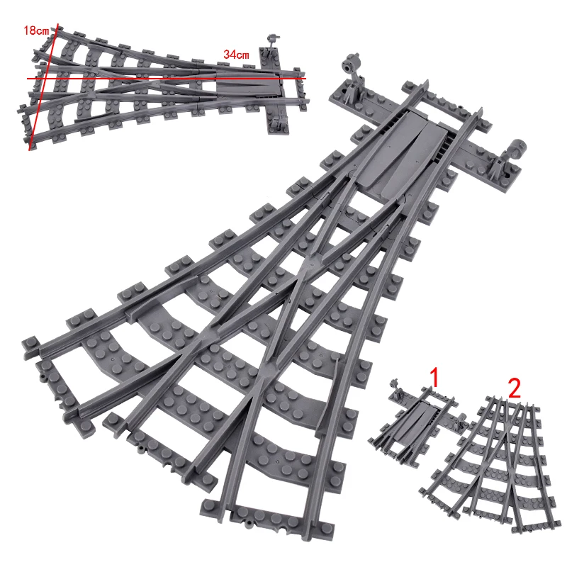 City Trains Flexible Tracks Forked Straight Curved Soft Rails Track Switch Building Block Bricks Kids DIY High-tech Creative Toy