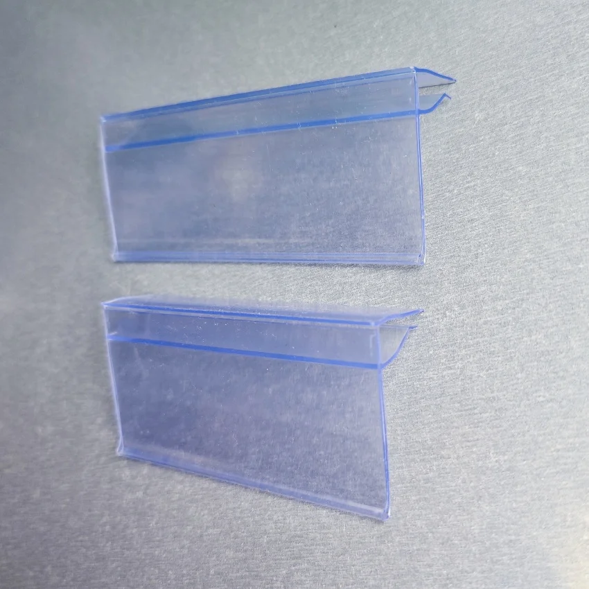 50pcs Short Plastic Label Display Clip Holder Price Tag Card List Data Strip for Supermarket Glass Board Shelf