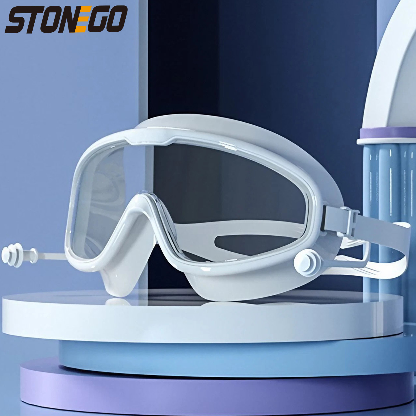 Gafas de natación profesionales de Marco grande para hombres y mujeres, gafas de natación impermeables de silicona suave HD, gafas de natación con tapones para los oídos