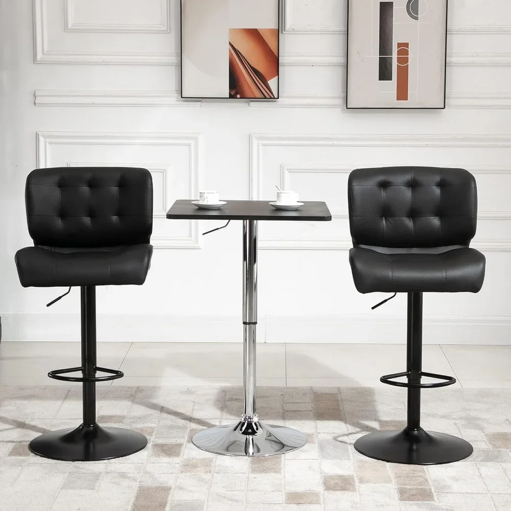 Bar Height Bar Stools Set of 2 with Adjustable Seat, Adjustable Swivel Barstools with Thick Padded Cushion and Metal Footrest