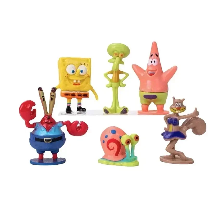 6 ピース/セット 5.6 センチメートルスポンジボブアクションフィギュア漫画映画ミニ人形子供の誕生日ギフトセット