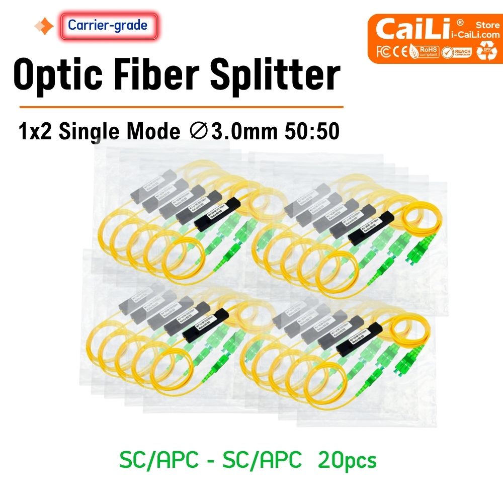 Fiber Optic Splitter SC/APC UPC 1X2 50:50 FTTH Single Mode 1*2 PLC Splitter With ABS Box SC-APC UPC