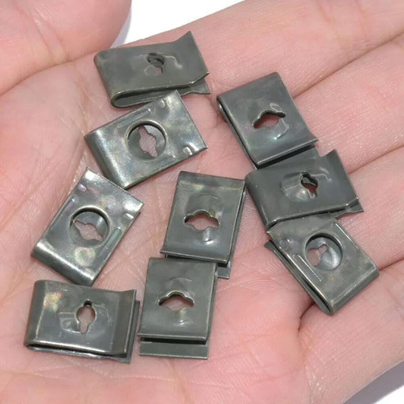 50/20/10Pcs รถรถจักรยานยนต์สกู๊ตเตอร์ Moped โลหะ Retainer U-Type คลิป ArmyGreen Self-Tapping กันชน Fastener Anti-Rust คลิป