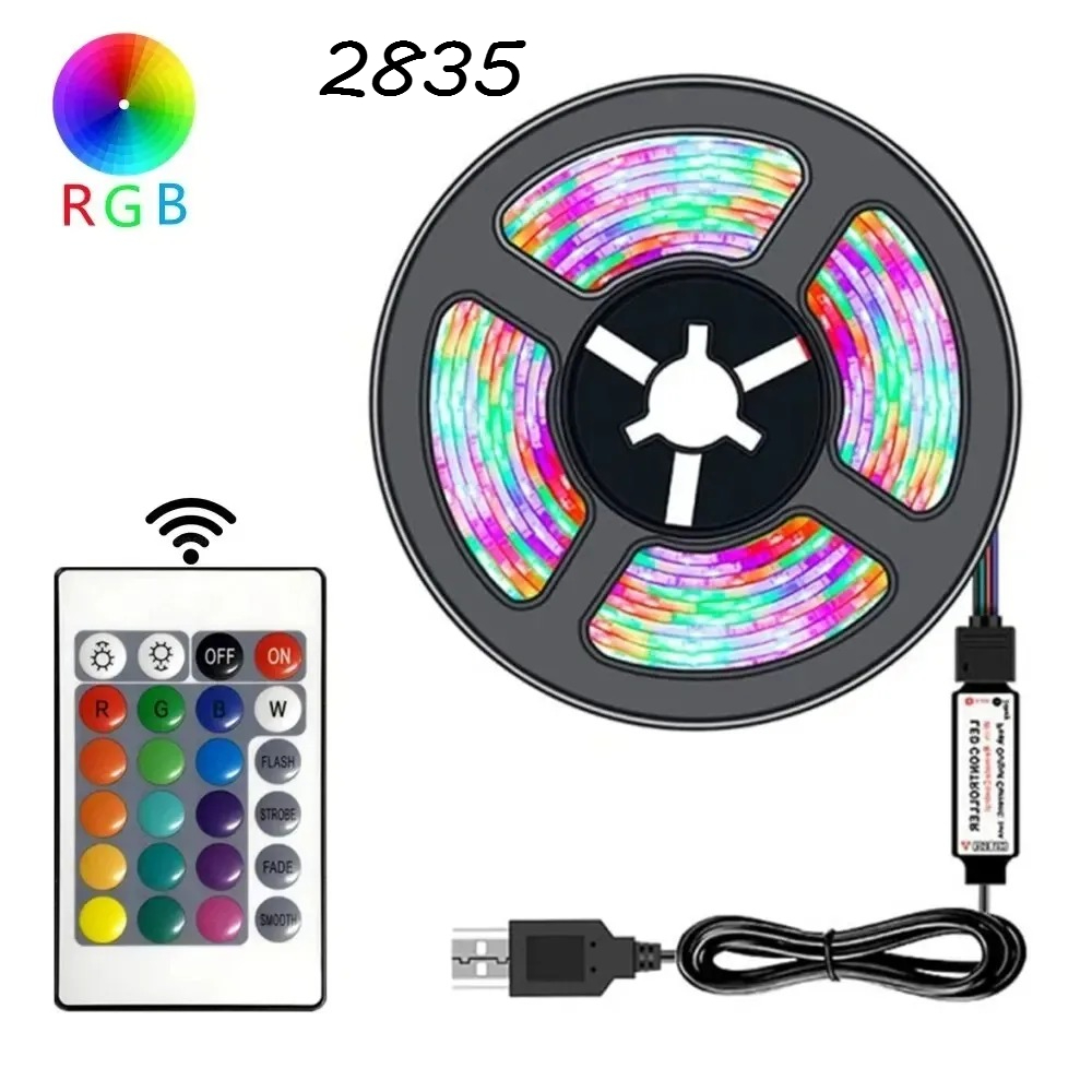 2835 LED Lights Strip 24 Key Remote Control DIY Backlight TV Light Belt Flexible Cabinet Light For Home Decor