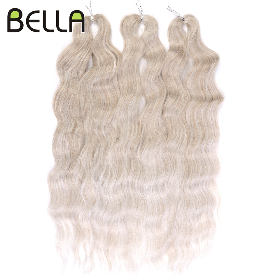 BELLA Lena ผมสังเคราะห์ Deep Wave Braiding Hair Extensions 24 นิ้ว Water Wave ผมโครเชต์ผม Ombre สีบลอนด์ผมปลอม