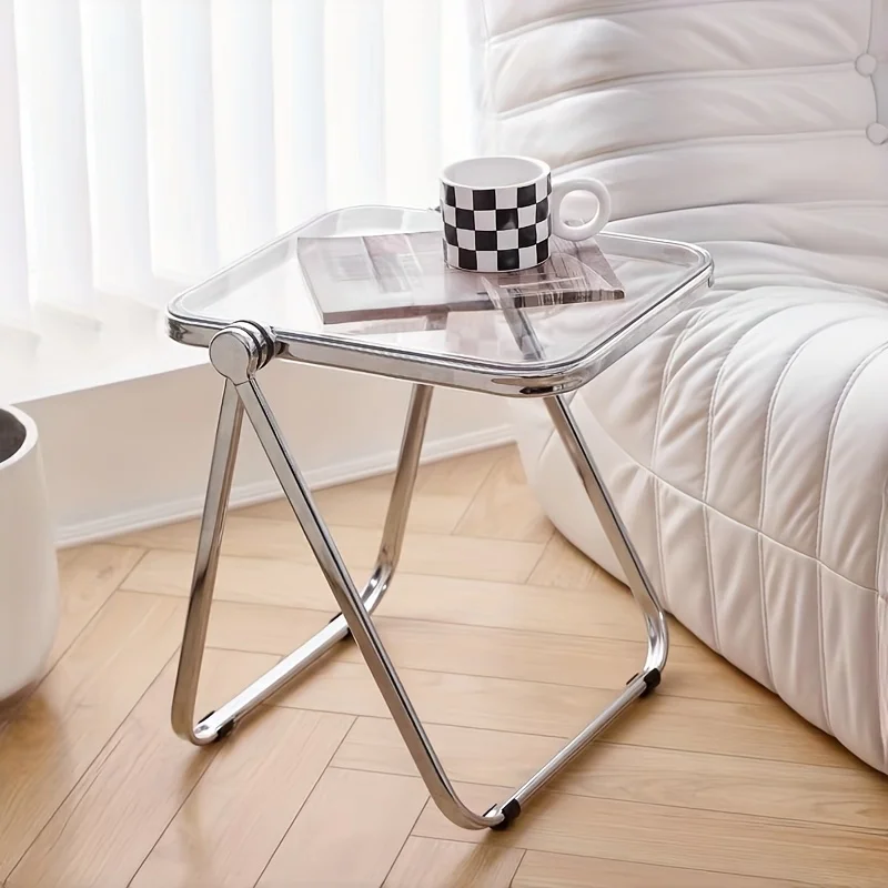 Table d'appoint pliante-table basse transparente à la mode pour salon canapé coin et balcon Table basse