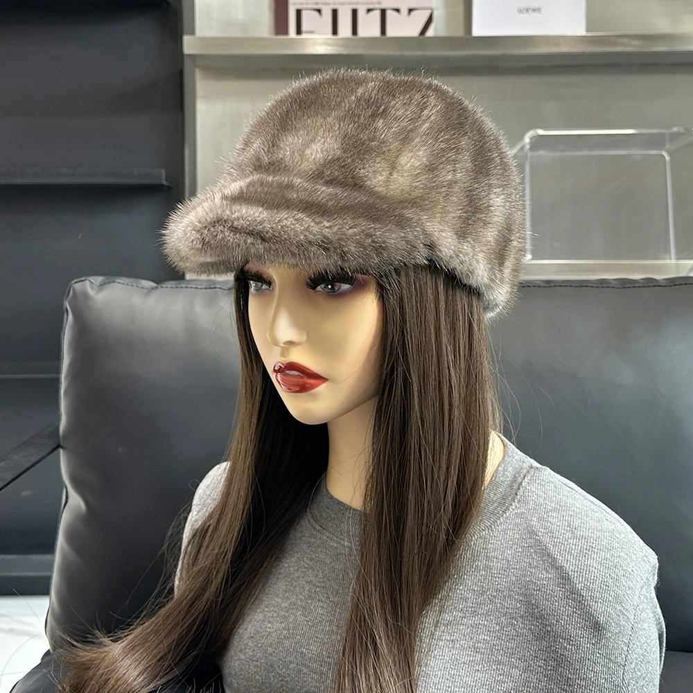 Real Mink Fur Hat Winter Women Keep Warm 100% Genuine Mink Fur Hats Natural Quality Female Fashion Mink Fur Cap Lady Outdoor Cap
