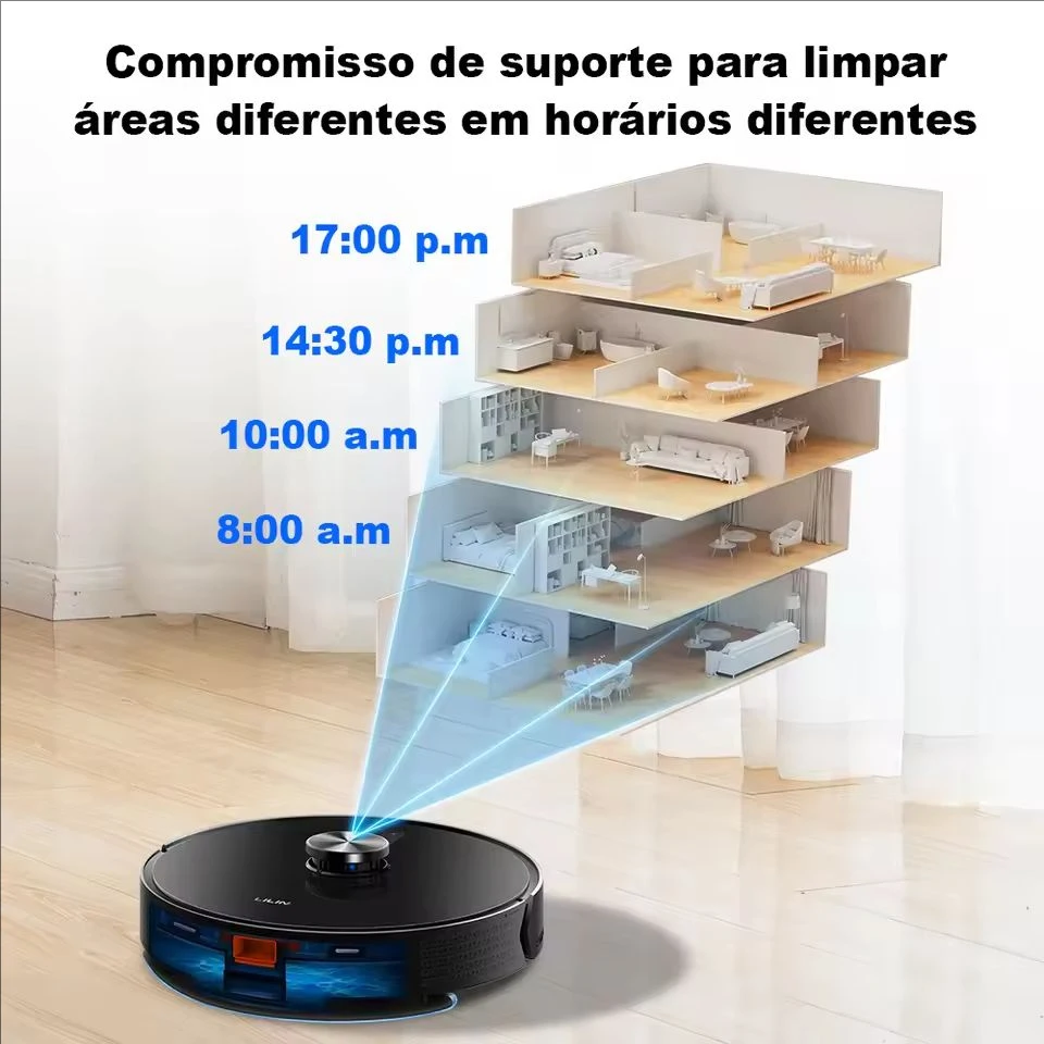 Liectroux/LILIN X6 LDS Aspirador de pó robô, navegação a laser Lidar, combinação de limpeza a seco e a úmido, sucção de 6500Pa, mapa de vários andares, esfregão úmido em forma de Y, limpeza de carpete com reforço turbo
