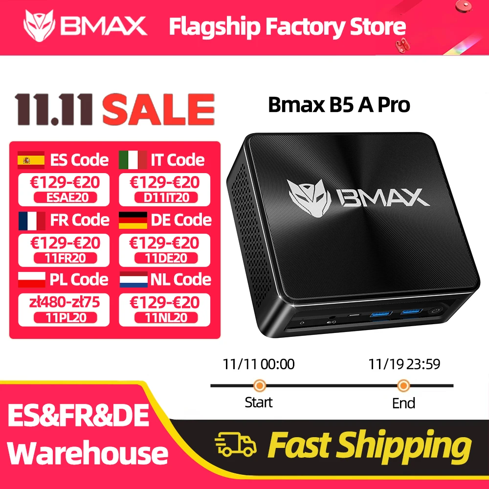 Processore BMAX B5A Pro AMD Ryzen7 5825U 5700U Grafica AMD Radeon 16 GB (supporto massimo 64 GB) DDR4 512 GB NVMe SSD Windows 11