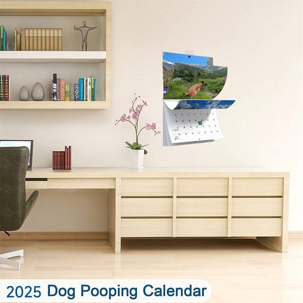 Calendrier mural pour chiots qui font caca de beaux endroits, calendrier mural pour chien drôle, Art mural, Gag, cadeau d'anniversaire, Chris, 2025