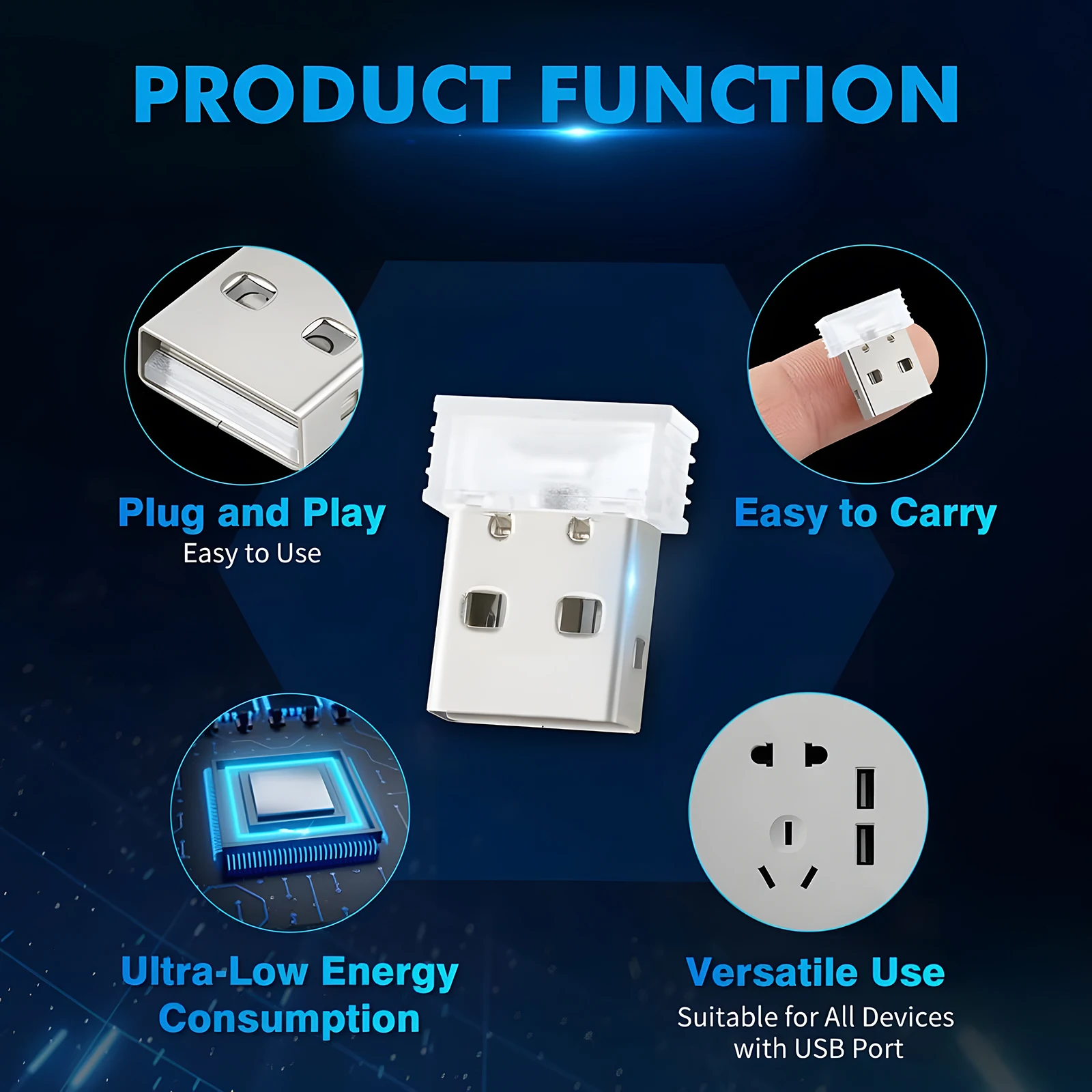 Mini USB Luce per auto Luce d'atmosfera USB portatile universale DC 5V USB LED Kit di illuminazione per interni auto per laptop Notte Home Office