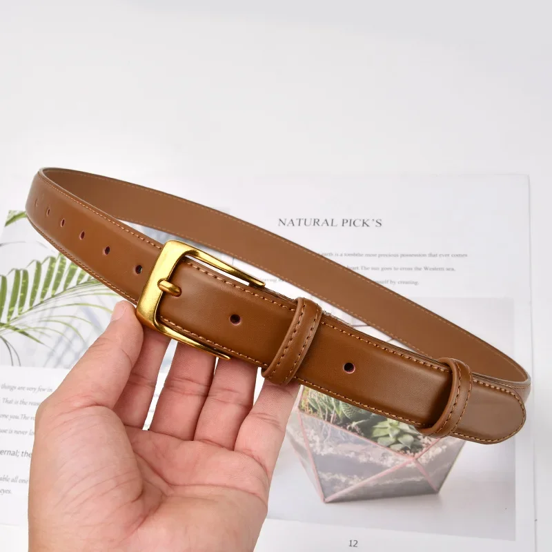 Nuevo cinturón de cuero genuino de diseñador de lujo para mujer, hebilla de Metal de alta calidad, cinturilla ajustable, cinturones vaqueros finos a la moda para mujer