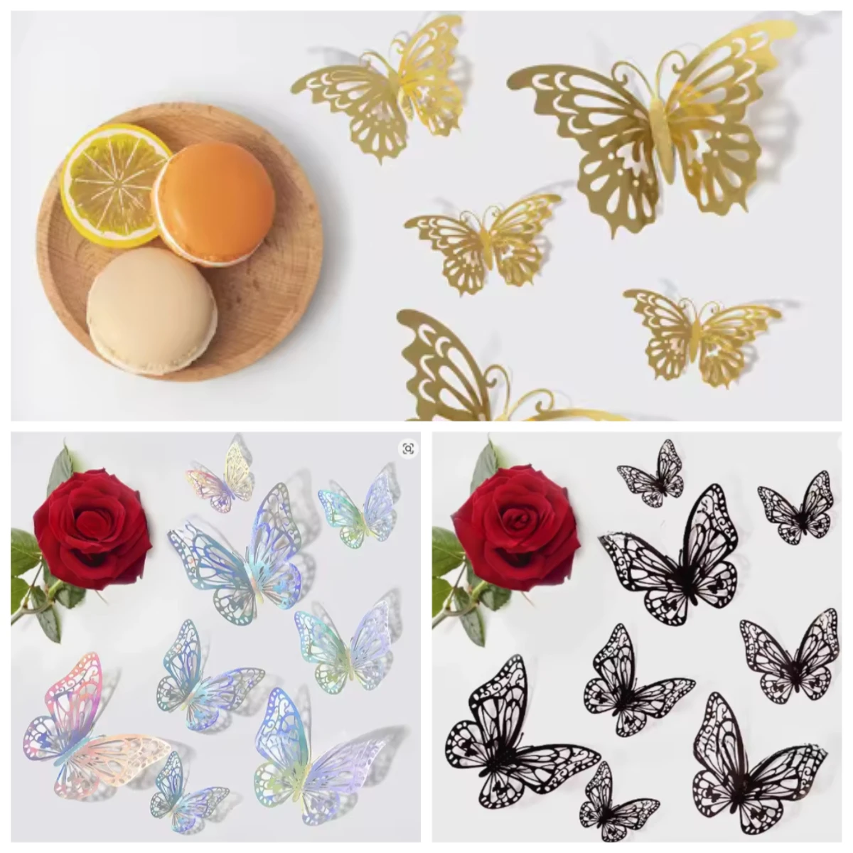 48 pz/4 set 3D Farfalla Decorazione Della Parete 4 Stili 3 Formati, Decorazioni Farfalla per Farfalla Festa di Compleanno Torta Decorazioni Della Stanza