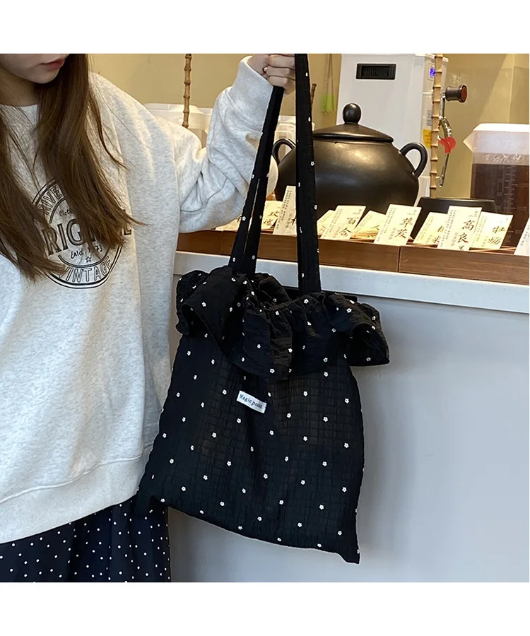 All-match Wave Point Chiffon Schoudertas Grote Capaciteit Fairy Mesh Handtas Woon-werktas Koreaanse Stijl Tote Bag Dames