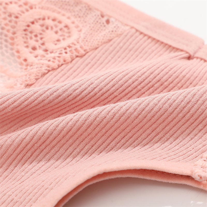 FINETOO-ropa interior de algodón para mujer, tangas de encaje de Color sólido, bragas de Bikini de cintura baja, lencería transpirable, 3 piezas