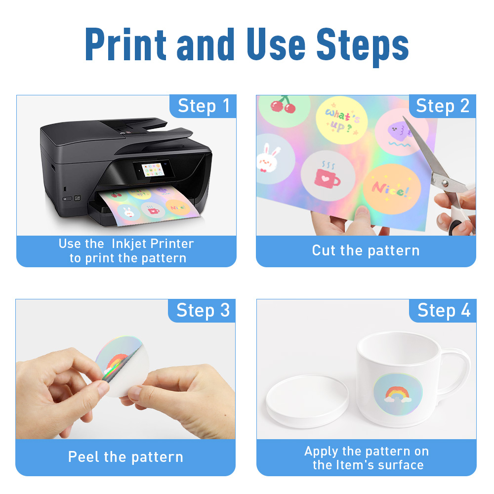 10 Sheets Printable Vinyl Sticker Paper Waterproof A4 Transparent Copy Paper for Inkjet Printer DIY Self-adhesive Label Stickers