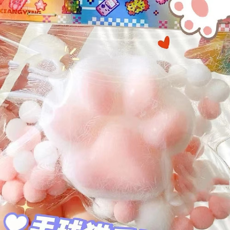 นุ่มเหนียวความเครียดบรรเทาผ่อนคลาย Squishy Fidget การ์ตูน Mini Kawaii Cat Paw ซิลิโคนแมว Paw น่ารักสีชมพูฟุตเด็กของขวัญสาวของเล่น