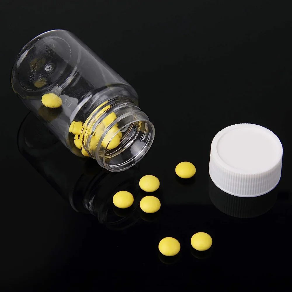 10PCS 20/30/80/100ML Plastic Clear Empty Seal Container with Screw Cap Refillable Pill Bottles Convenient for Home Travel Use