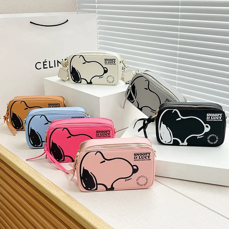 Kawaii snoopy bolsa de ombro feminina retro dos desenhos animados requintado saco da câmera moda grande capacidade material do plutônio bolsa leve