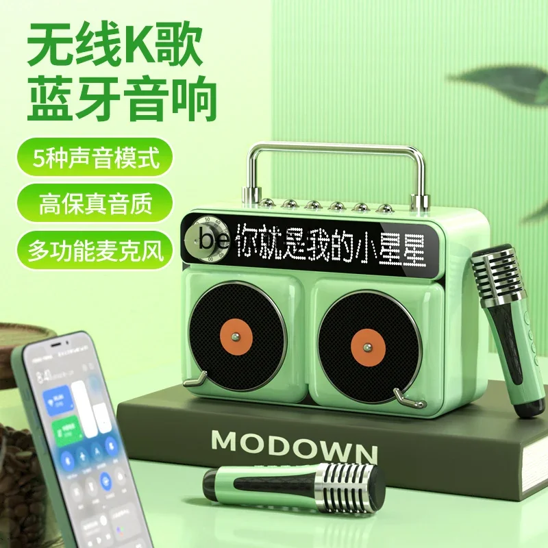 Bluetoothワイヤレスカラオケスピーカー,マイク付き,スマートホーム,小型,KTV