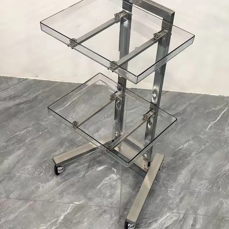 Stainless steel hair salon trolley folding perm trolley movable shelves beauty salon tool trolley storage racks