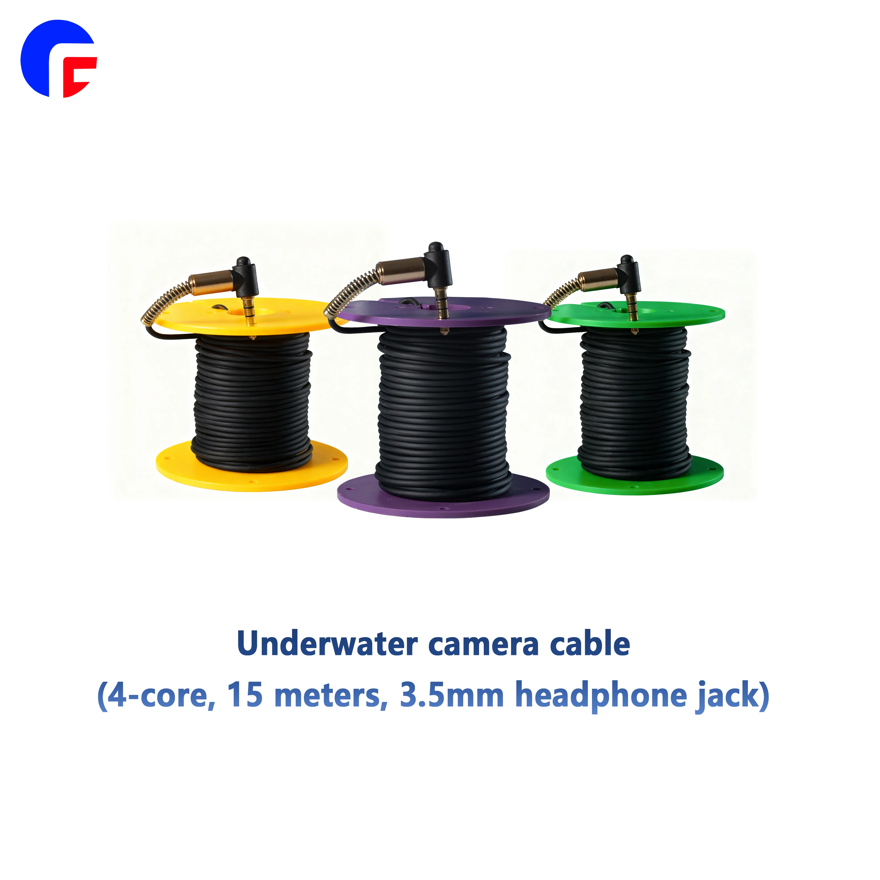 Cable de cámara submarina, cable de cámara de imagen subacuática de 4 núcleos, cabezal de auriculares de 15M, accesorios de pesca para sala de buceo