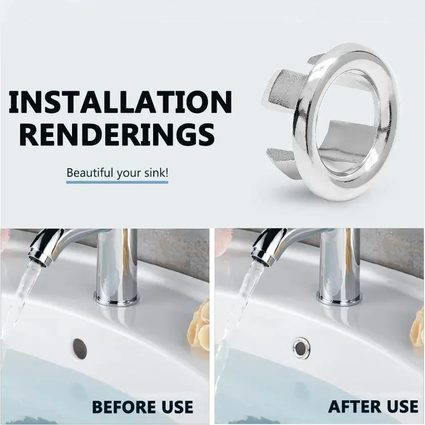4PCS Kunststoff Bad Küche Becken Waschbecken Überlauf Abdeckung Ring Einsatz Ersatz Chrom Loch Runde Ablauf Kappe Becken Zubehör