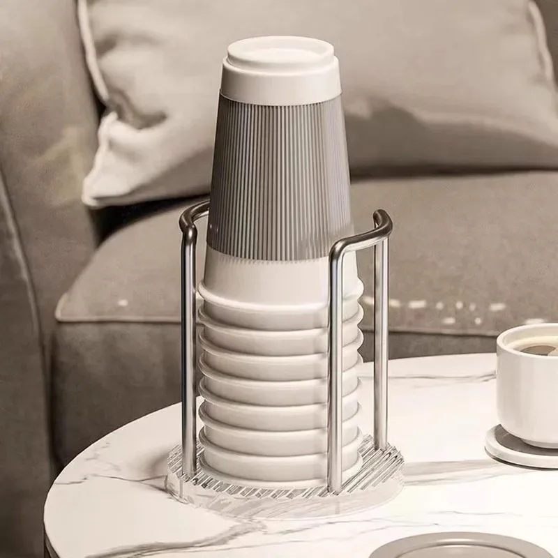 Suporte de copo de papel minimalista, rack de armazenamento de copo descartável doméstico, rack de armazenamento de copo de café e chá de leite multifuncional