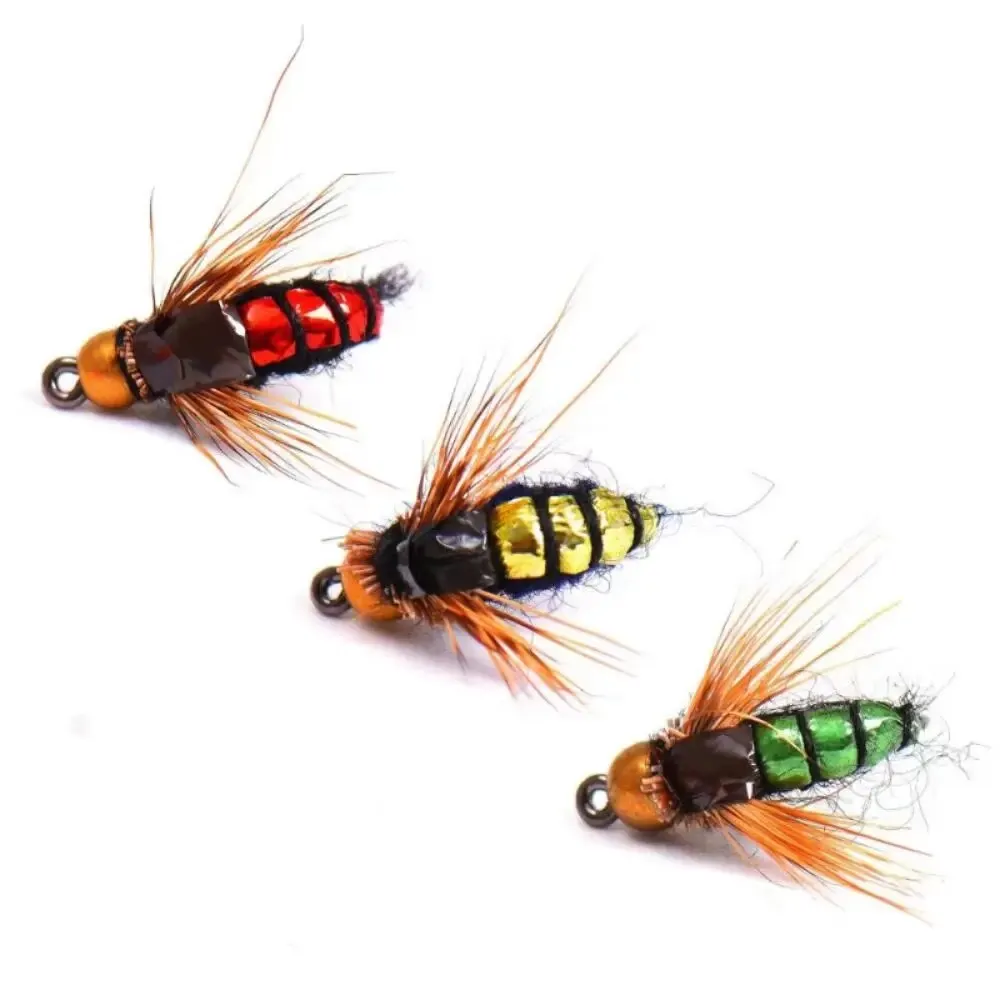 5/10pcs แมลงประดิษฐ์เหยื่อตกปลา,Fast Sinking ทองเหลืองหัวลูกปัด Scud Fly หนอนปลาเทราท์เหยื่อตกปลา