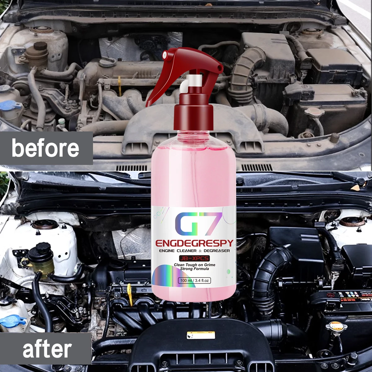 Limpiador potente de Bahía de motor de coche, producto de limpieza de descontaminación para compartimento de motor, producto de limpieza de coche G7 engdesengrasspy