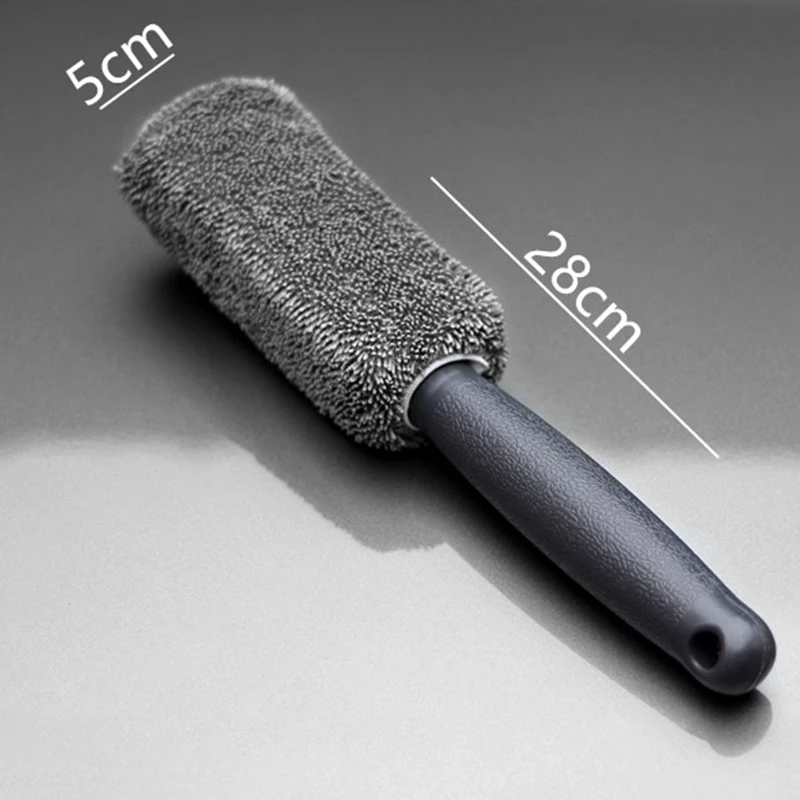 Seametal escova de aro de pneu de roda de carro de microfibra, ferramenta de limpeza de roda automática, toalha de lavagem com alça de plástico, acessórios de lavagem de carro