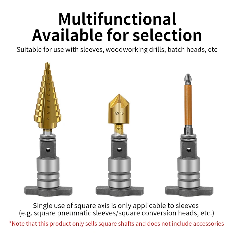 Elektrische sleuteladapter Multifunctionele vierkante kop T-as Elektrische borstelloze slagmoersleutelas Accessoire voor elektrisch gereedschap