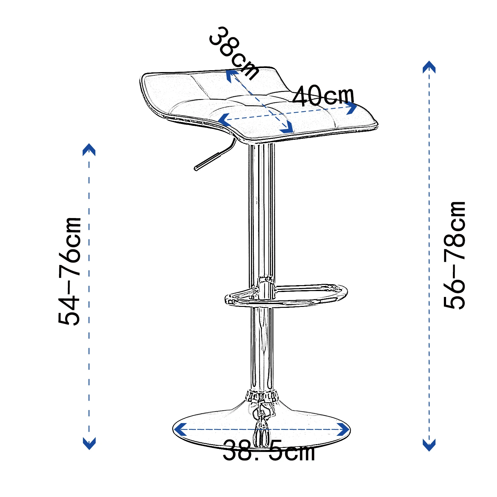 WOLTU 2PCs/Set Bar Stools Counter Stool Faux Leather Well Padded Seat Dining Room Chair Hight-Adjustable Swivel Bar Chair