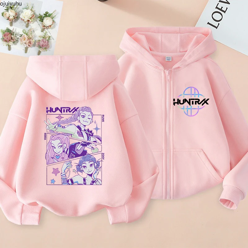 Sudaderas divertidas con cremallera, Sudadera con capucha de cazadores de demonios Kpop, ropa para niños, sudadera para chico y niña, Sudadera con capucha con cremallera, Top informal para bebé