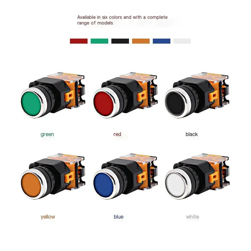 Push Button Switch Push-Type Self-Resetting La38-11Bn Power Supply Flat Head Start Stop Round Inching Start Stop Self-Resetting Inching Push-Type 22mm