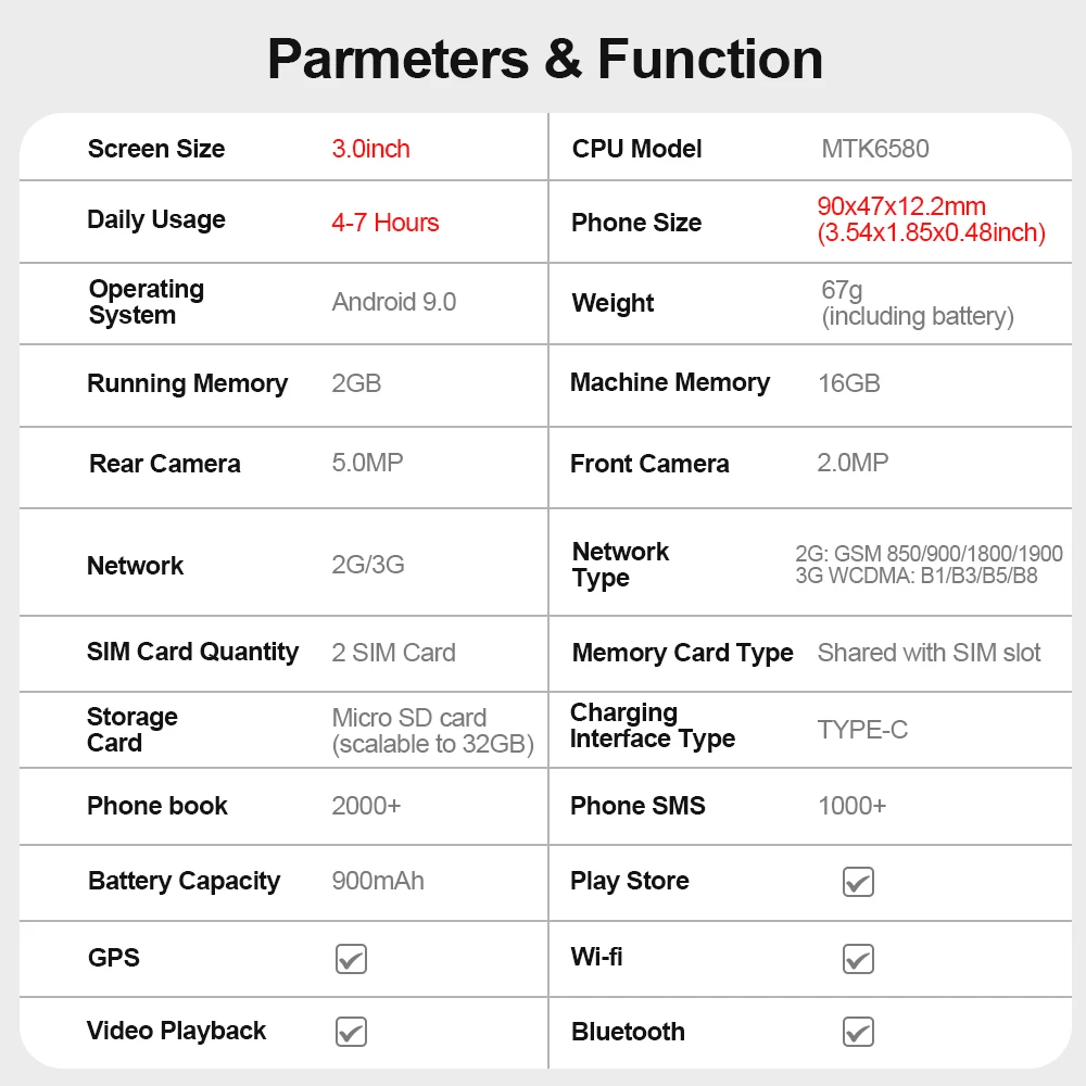 2025 Venta caliente 16SE Mini 3G Smartphone Android 9,0 pantalla de 3,0 pulgadas Dual SIM desbloqueo facial 2GB + 16GB Play Store teléfono móvil de tamaño pequeño