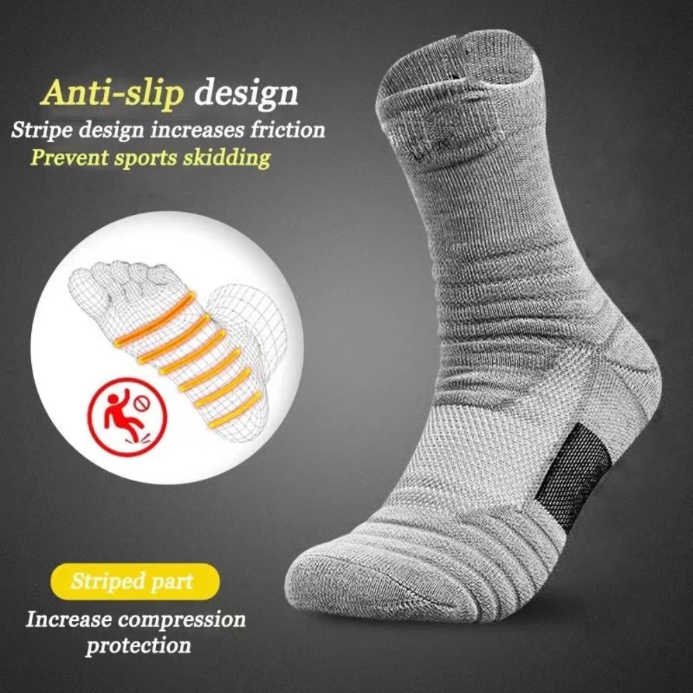 Calcetines de compresión transpirables para hombre, medias de tubo de alta elasticidad que absorben la humedad, para deportes de baloncesto y ciclismo, lote de 3 pares