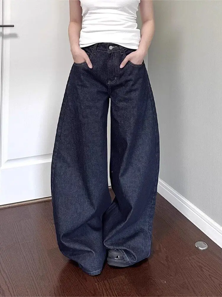 Neue schwarze High-Street-Vibe-Jeans mit weitem Bein für amerikanische Frauen für Herbst und Winter für Männer und Frauen, gewaschene, lockere, gerade Hosen