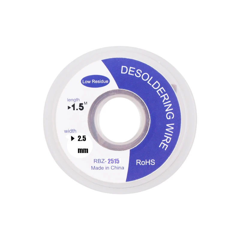 Solder Suction Wire with Strong Suction and Strong Return Force for Repair Solder 2.5mm Width 1.5m Length Set