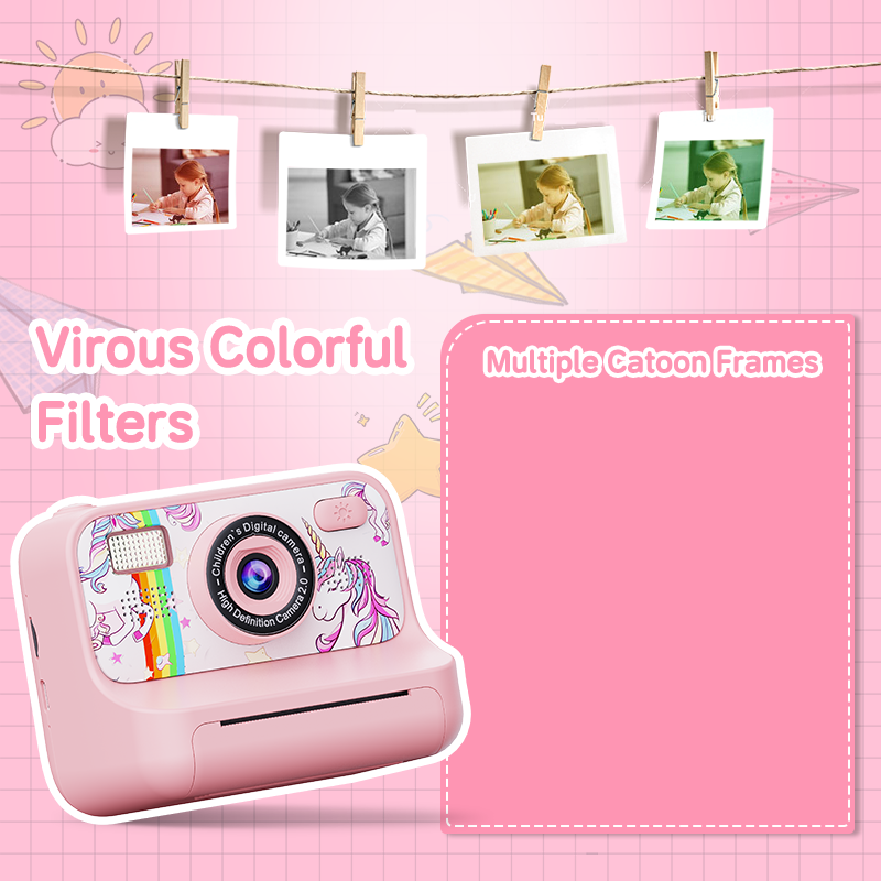 Presente de natal 4000w lente dupla crianças câmera 2.4 polegada 16x zoom impressão instantânea câmera digital portátil para meninas e meninos de 3 a 12 anos