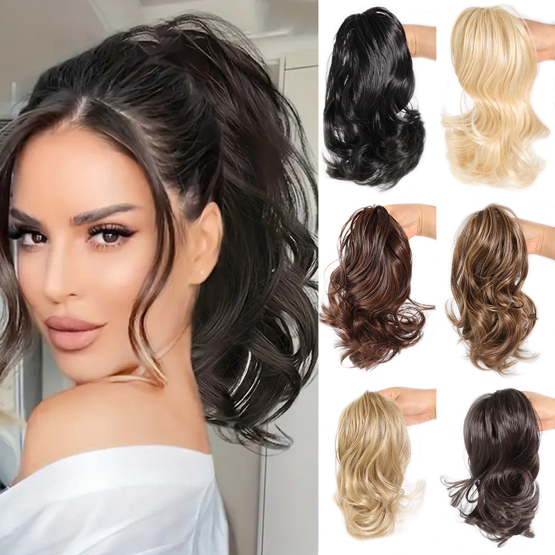 Ponytail wig short curly hair clip ponytail female wig accessories natural and comfortable to wear simple for daily use
