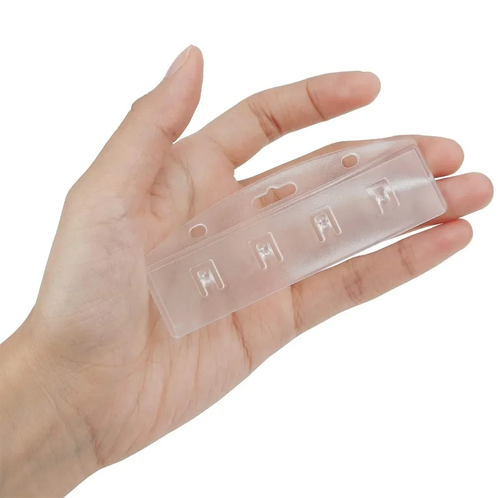 5pcs/pack Horizontal Half Card Badge Holder for Swipe ID Cards Frosted Rigid Plastic ID Card Holder