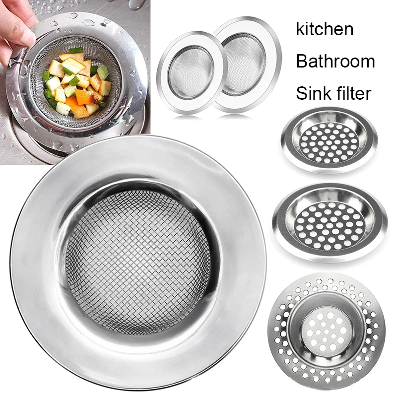 Colador de fregadero de cocina, filtro de rejilla de fregadero, malla de acero inoxidable, orificio de drenaje, protección contra obstrucciones, accesorios de cocina