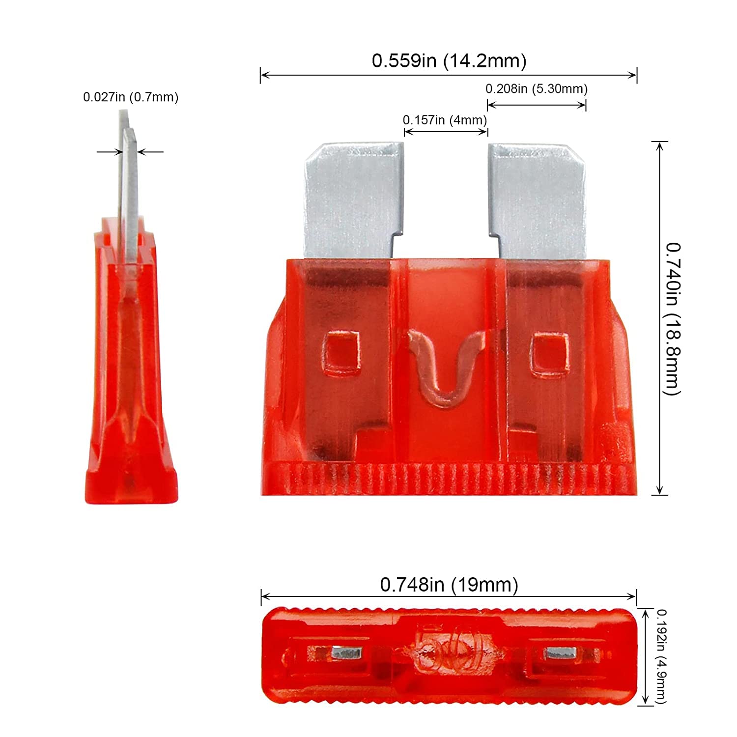 100PCS Standard Car Fuses Assortment Kit, Blade-Type Automotive Fuses Replacement Fuses for Car/RV/Truck/Motorcycle/Boat