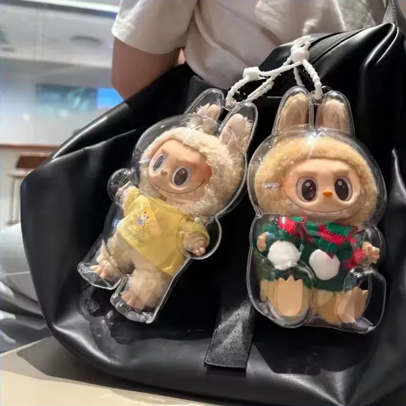Für Labubu Transparente Schutzhülle Puppe Display Tasche II Mini Tragbare Aufbewahrungsbox für Stofftiere Klare PVC Aufbewahrungskoffer