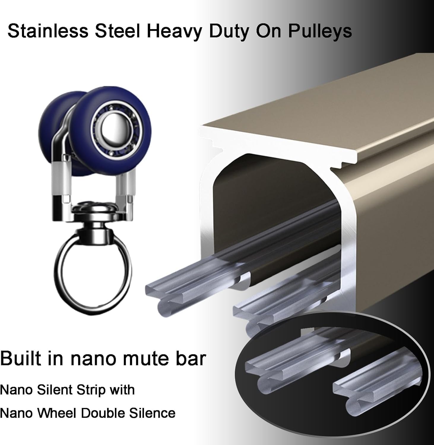 Para barra de cortina doble, sistema de riel silencioso resistente, diseño 2 en 1 para sala de estar, dormitorio o divisor de ha